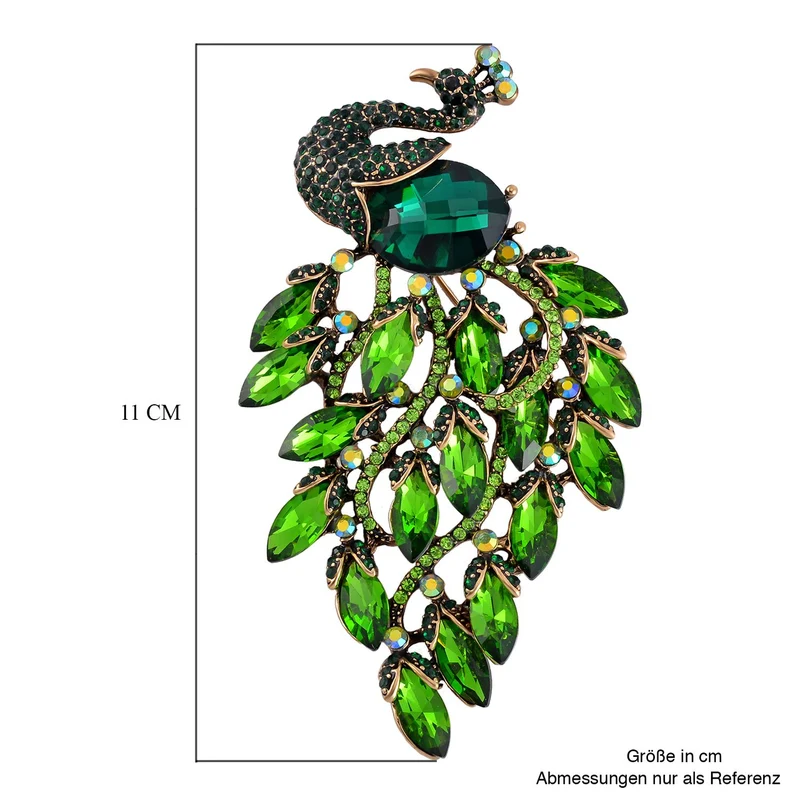 Mehrfarbiger Pfau Kristall Brosche, emailliert, Rosa