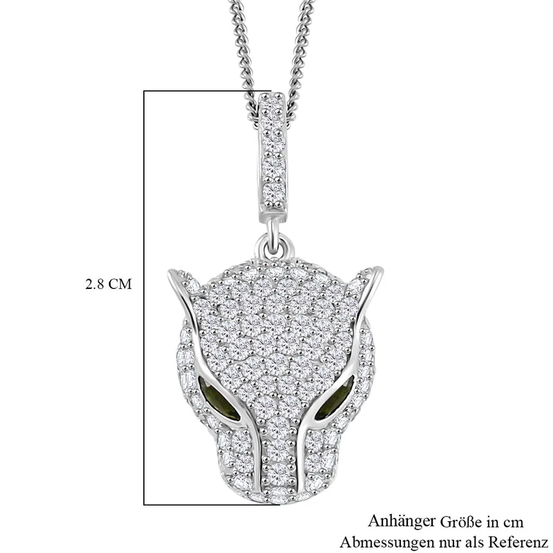 GP Natürlicher Chromdiopsid, Blauer Saphir Schmuckset 925 Silber platiniert, 925 Silber rhodiniert ca. 2,08 ct.