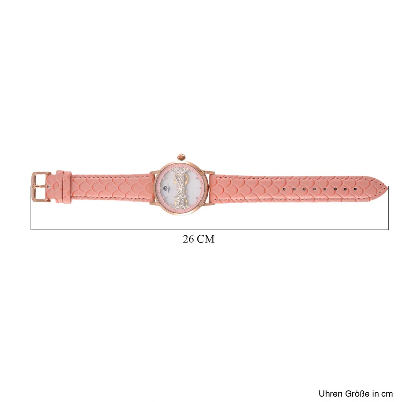 William Hunt Automatik-Uhr, Edelstahlgehäuse, Hohles Zifferblatt mit weißen Kristallen, rosa Lederarmband, 5ATM wasserdicht