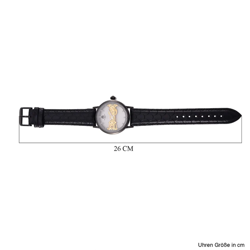 William Hunt Automatik-Uhr, Edelstahlgehäuse, Hohles Zifferblatt mit weißen Kristallen, rosa Lederarmband, 5ATM wasserdicht