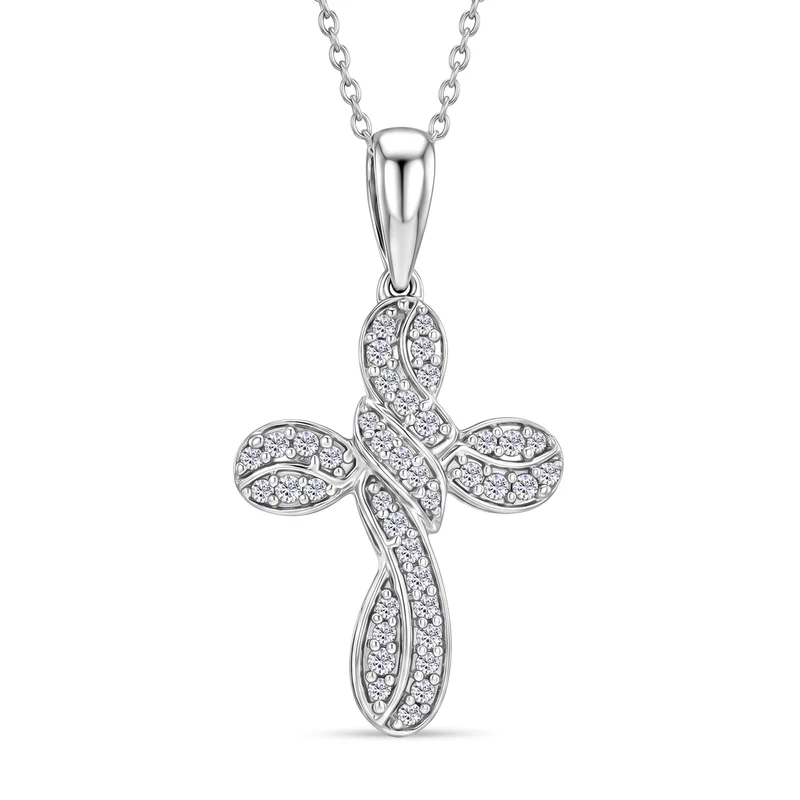 D'Joy Weißer Diamant Schmuckset ca. 50 cm 925 Silber Rhodiniert ca. 0.25 ct
