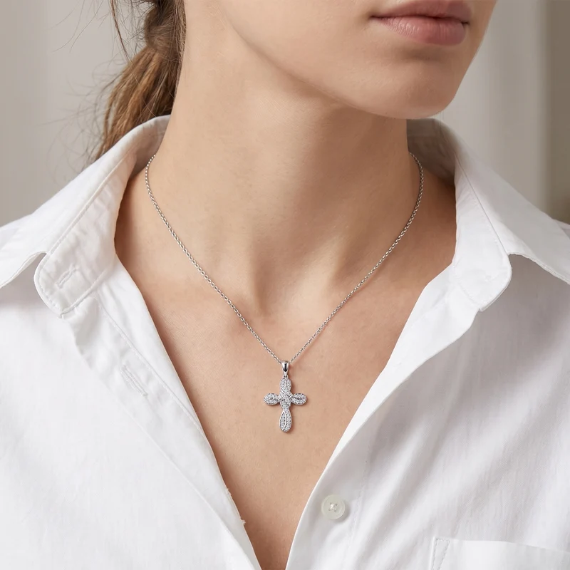 D'Joy Weißer Diamant Schmuckset ca. 50 cm 925 Silber Rhodiniert ca. 0.25 ct