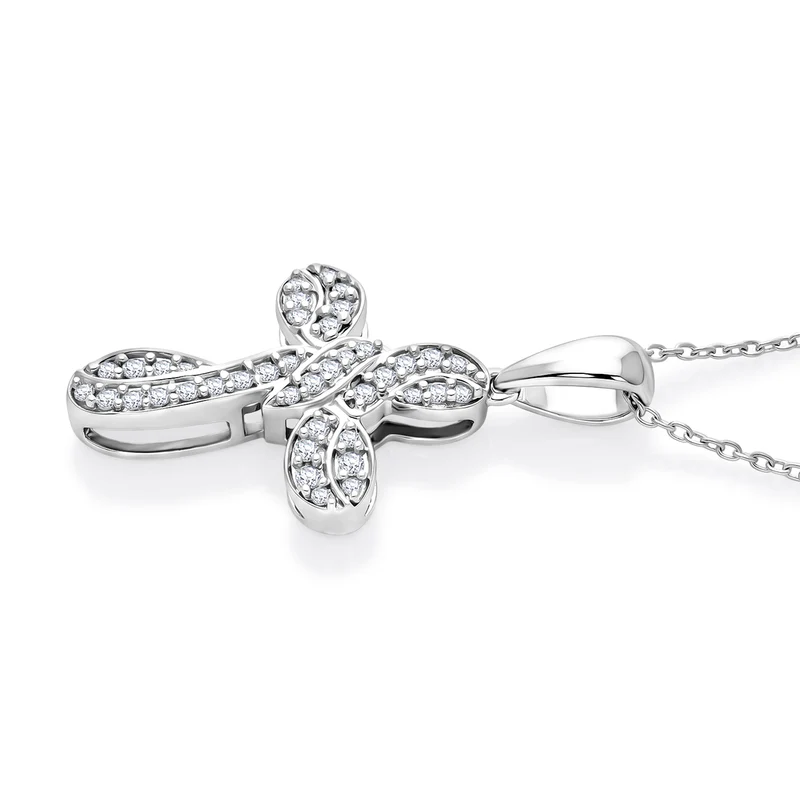 D'Joy Weißer Diamant Schmuckset ca. 50 cm 925 Silber Rhodiniert ca. 0.25 ct