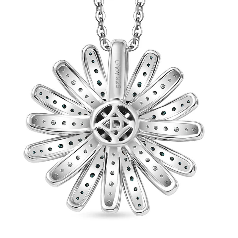 D'Joy Blauer Diamant, Weißer Diamant Schmuckset ca. 50 cm 925 Silber rhodiniert ca. 1.00 ct