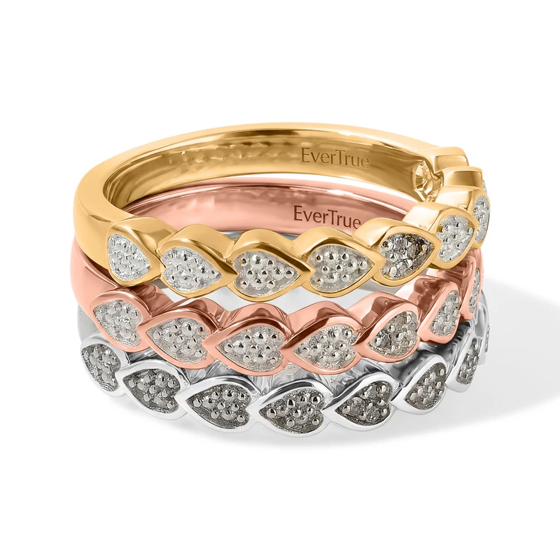 EVER TRUE 3er Weißer Diamant Schmuckset (Größe 20) ca. 0,05 ct.