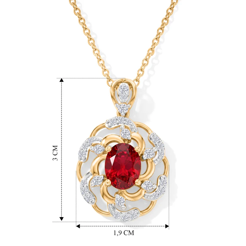 D'Joy Rubin-Feuer-Triplett-Quarz., Weißer Zirkon Schmuckset ca. 50 cm 925 Silber 750 Vergoldet und Edelstahl 750 Vergoldet ca. 2,94 ct.
