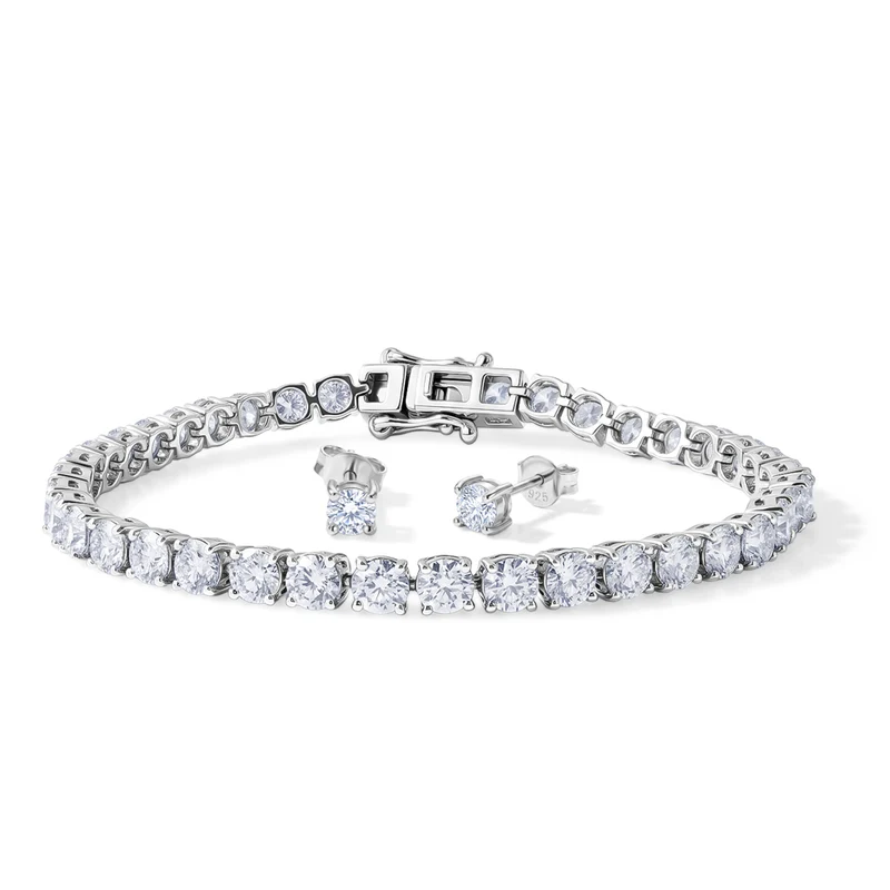 D'Joy Moissanit Schmuckset 925 Silber Rhodiniert ca. 10.94 ct