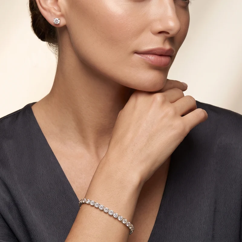 D'Joy Moissanit Schmuckset 925 Silber Rhodiniert ca. 10.94 ct