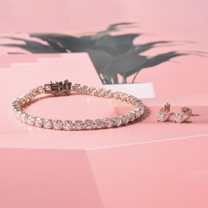 D'Joy Moissanit Schmuckset 925 Silber Rhodiniert ca. 9,75 ct.