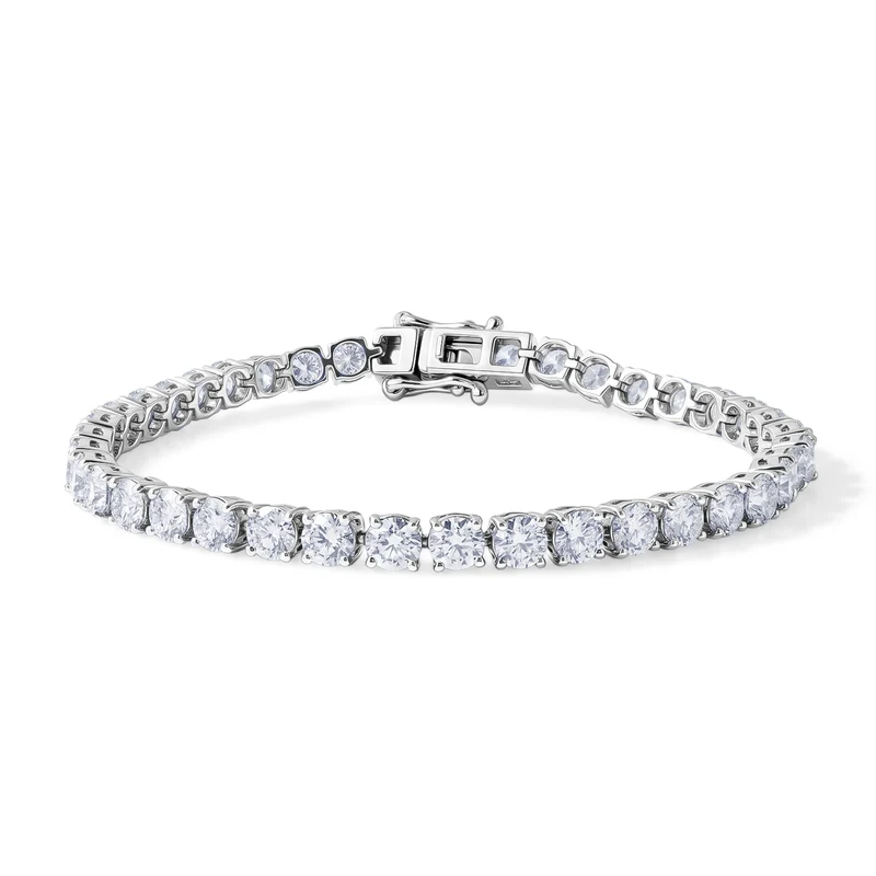 2er Set - D'Joy Moissanit Armband und Ohrringe, 925 Silber Rhodiniert, (Größe 19.00) ca. 9,75 ct.