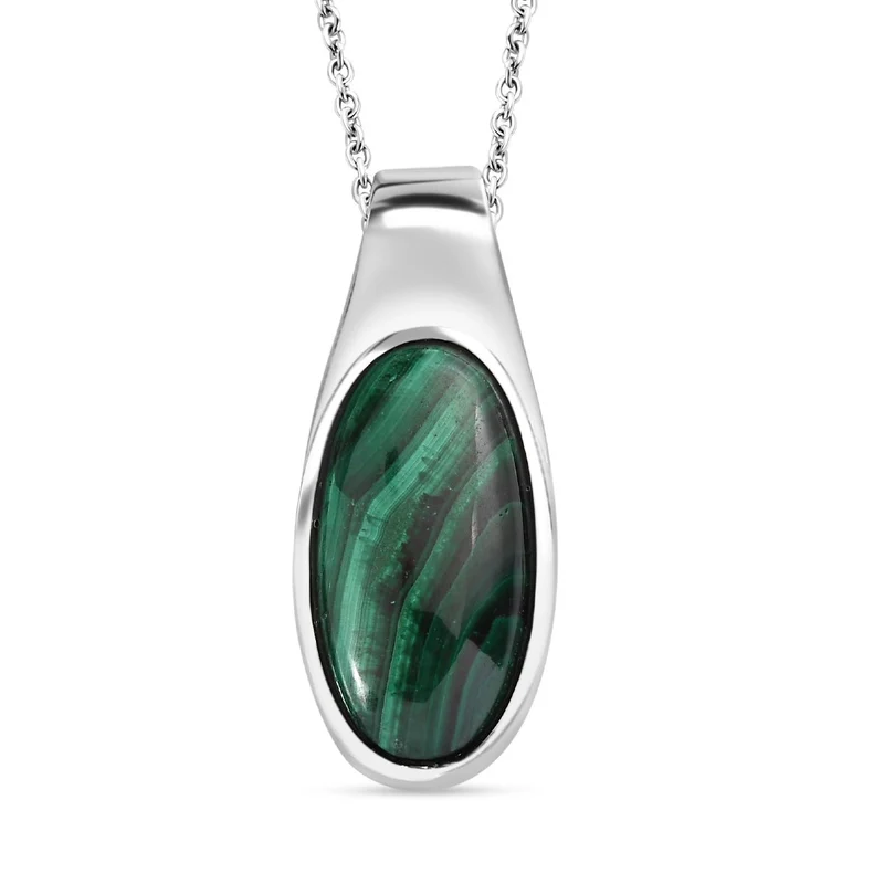 AAA Grüner Aventurin Anhänger mit Kette, Edelstahl ca. 10.50 ct
