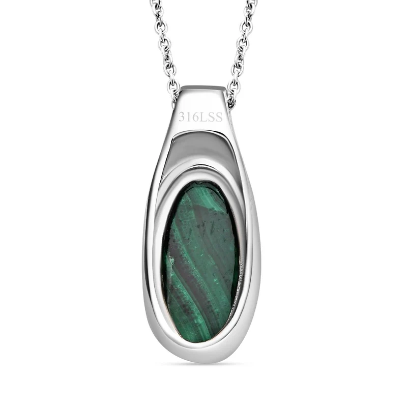 AAA Grüner Aventurin Anhänger mit Kette, Edelstahl ca. 10.50 ct