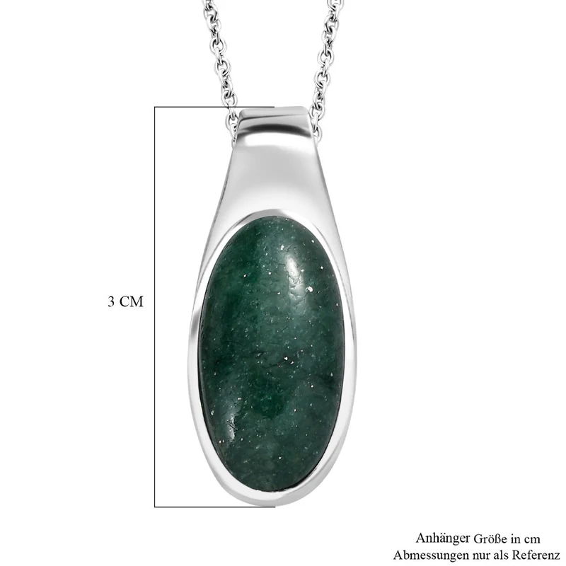 AAA Grüner Aventurin Anhänger mit Kette, Edelstahl ca. 10.50 ct
