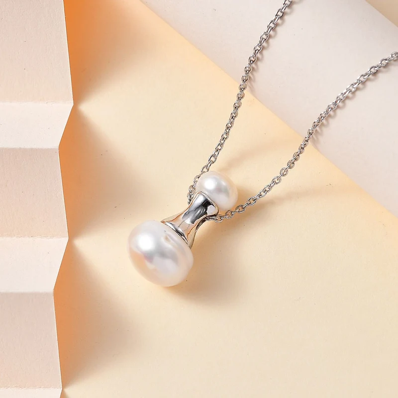 Süßwasser Perle Schmuckset 925 Silber platiniert
