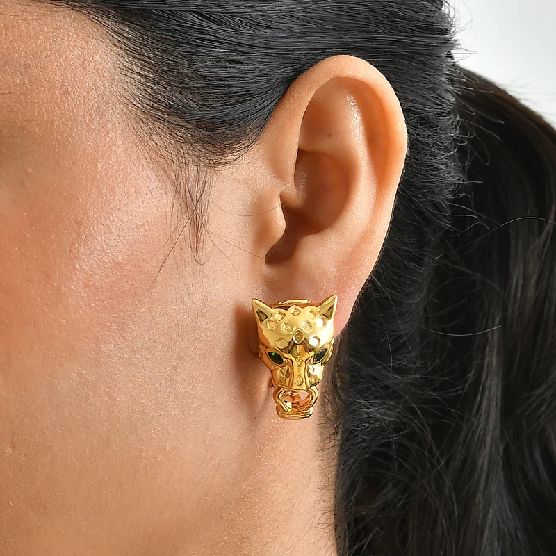 EverTrue natürliche Chromdiopsid Ohrringe, Messing mit Gelbgold E-Beschichtung - 0,71 ct.