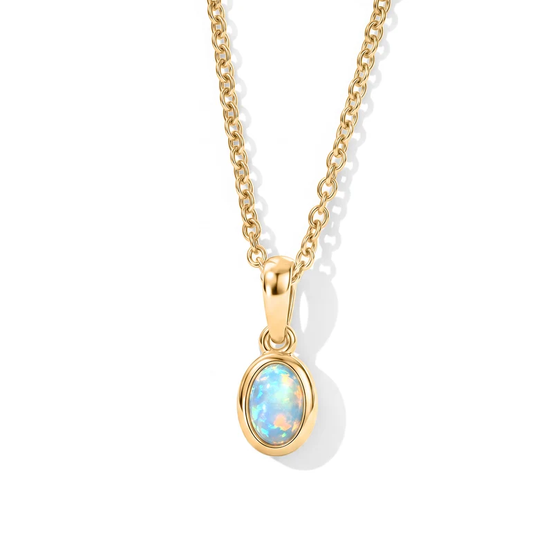 EverTrue AA natürliches, äthiopisches Welo Opal Schmuckset, Edelstahl und Messing mit Gelbgold E-Beschichtung - 1,42 ct.