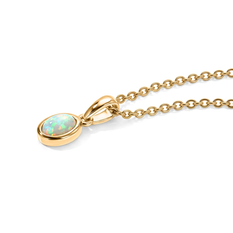 EverTrue AA natürliches, äthiopisches Welo Opal Schmuckset, Edelstahl und Messing mit Gelbgold E-Beschichtung - 1,42 ct.