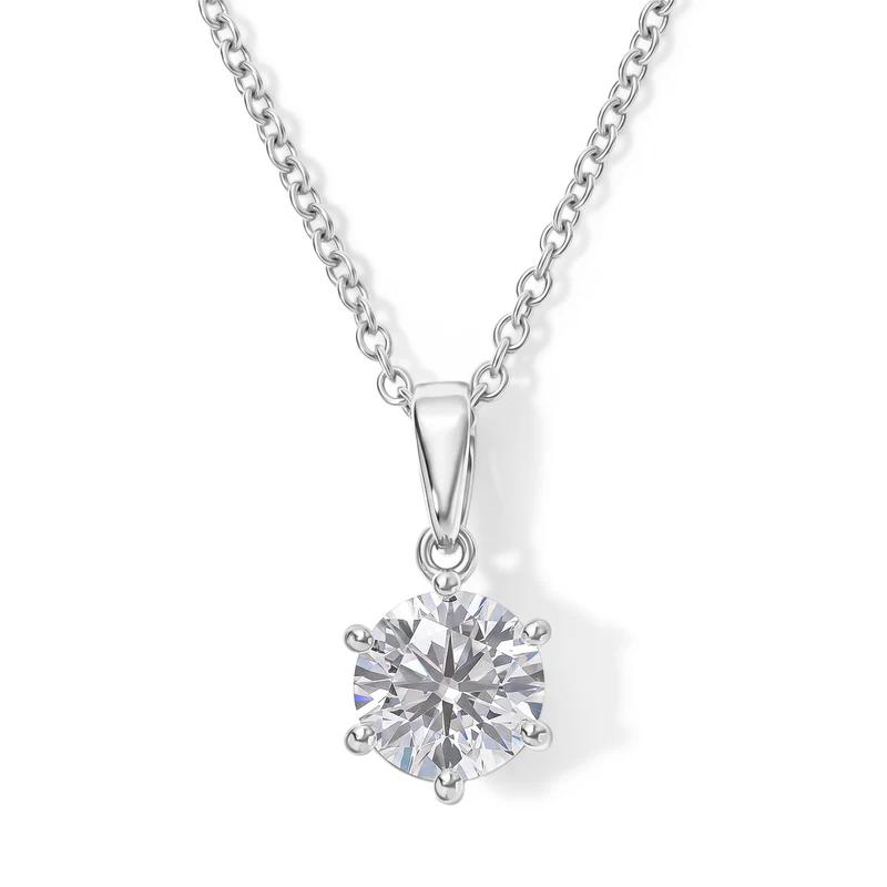 D'Joy Moissanit Anhänger mit Kette, ca. 50 cm 925 Silber Platiniert und Edelstahl Platiniert ca. 1.87 ct
