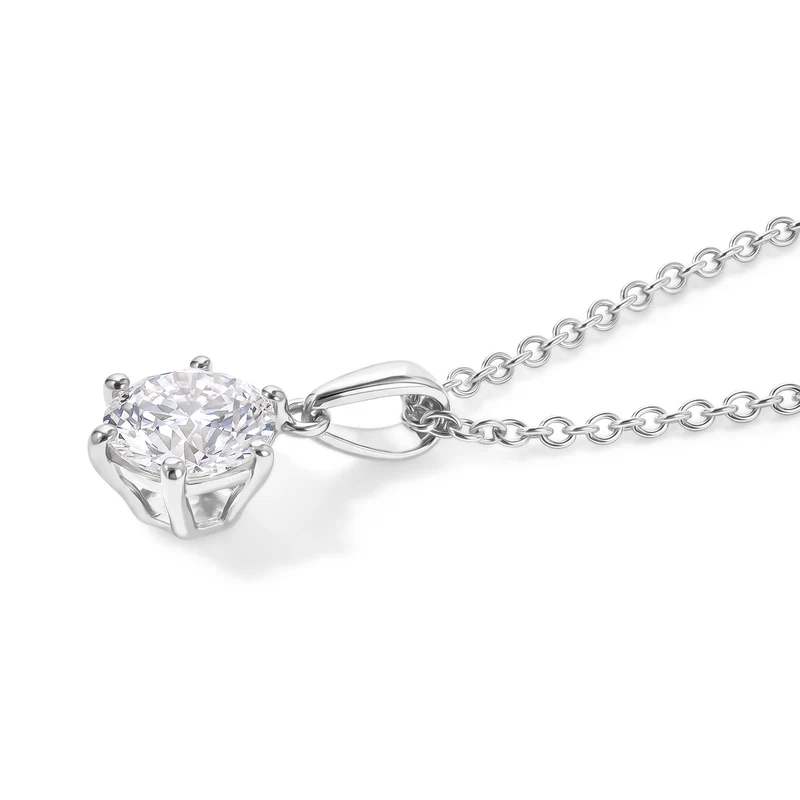 D'Joy Moissanit Anhänger mit Kette, ca. 50 cm 925 Silber Platiniert und Edelstahl Platiniert ca. 1.87 ct
