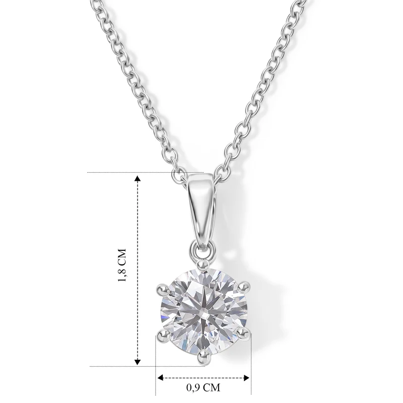 D'Joy Moissanit Anhänger mit Kette, ca. 50 cm 925 Silber Platiniert und Edelstahl Platiniert ca. 1.87 ct