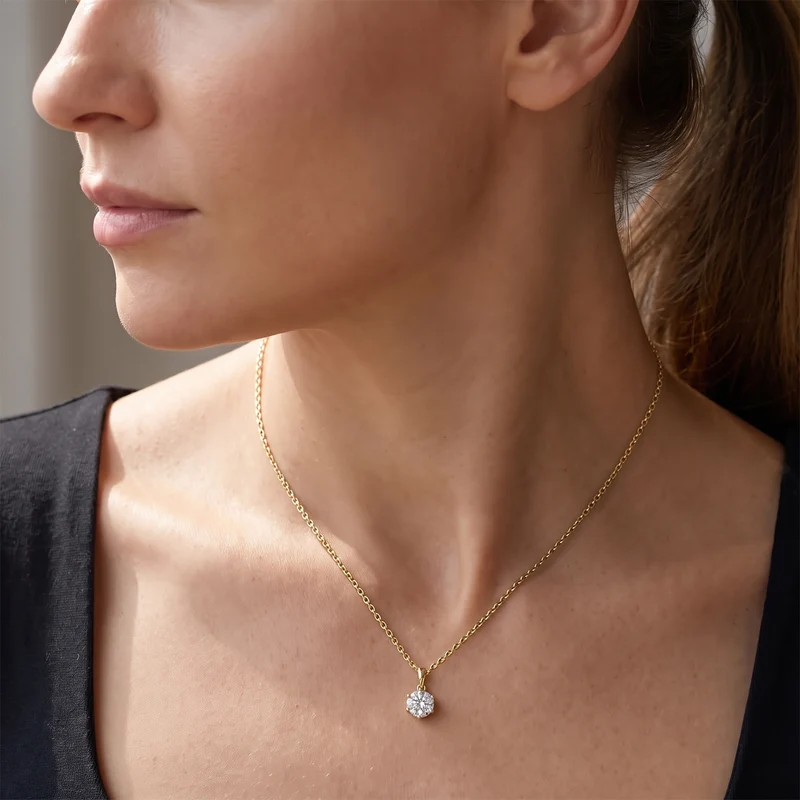 D'Joy Moissanit Anhänger mit Kette, ca. 50 cm 925 Silber Platiniert und Edelstahl Platiniert ca. 1.87 ct