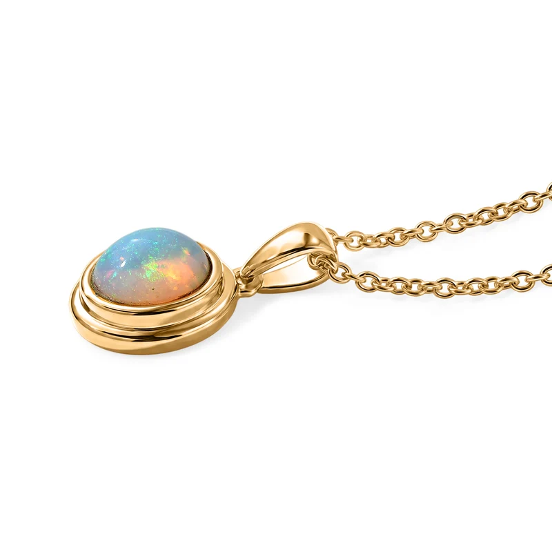 EverTrue AA natürliches, äthiopisches Welo Opal Schmuckset, Edelstahl und Bronze mit Gelbgold E-Beschichtung - 2,50 ct.