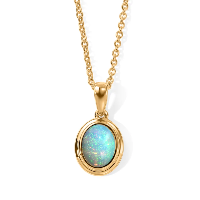 EverTrue AA natürliches, äthiopisches Welo Opal Schmuckset, Edelstahl und Bronze mit Gelbgold E-Beschichtung - 2,50 ct.
