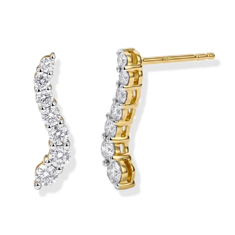 LUXURIANT 0,77 ct. SGL zertifizierte SI-GH Labor Diamant Ohrringe, 925 Silber rhodiniert