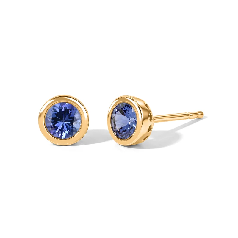D'Joy AAA Tansanit Ohrringe 925 Silber 750 Gelbgold vermeil ca. 1.08 ct