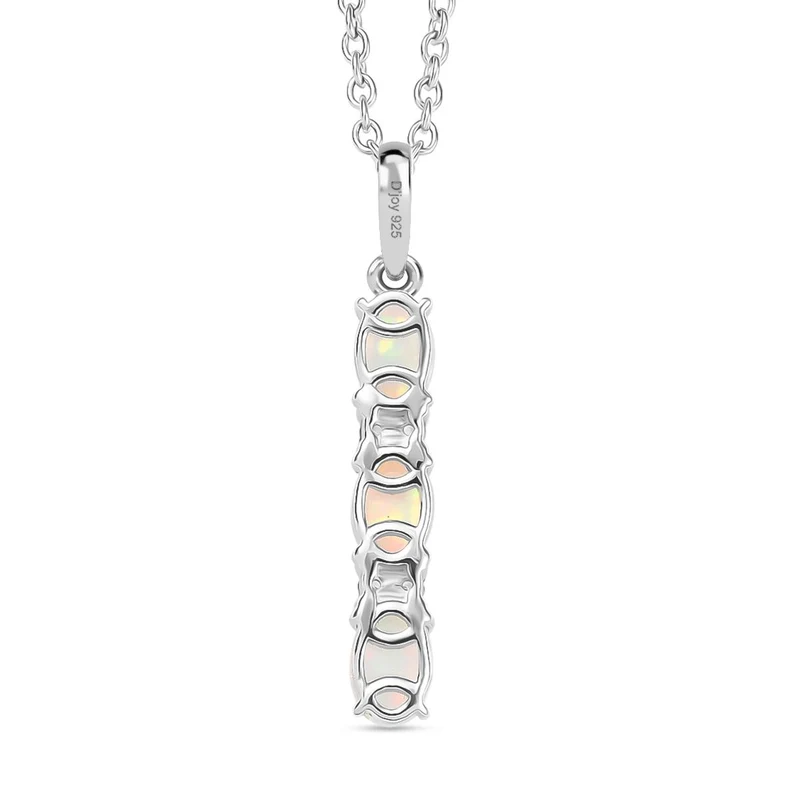 AA Natürlicher, äthiopischer Welo Opal, Weißer Zirkon Schmuckset 925 Silber platiniert und Edelstahl platiniert ca. 1,05 ct.