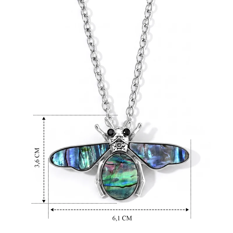 Schwarze Kristall, Abalone Muschel Anhänger mit Kette, ca. 50 cm Legierung Antik-silber-Plattierung