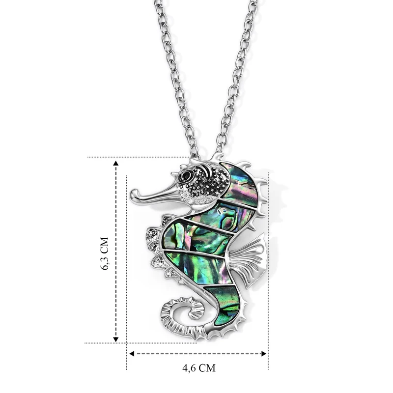 Schwarze Kristall, Abalone Muschel Anhänger mit Kette, ca. 50 cm Legierung Antik-silber-Plattierung