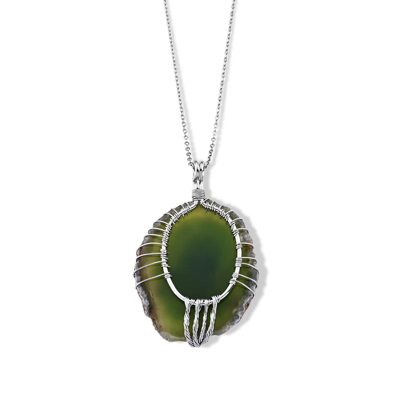 Lebensbaum Anhänger mit Kette, Roter Achat und Mehrfarbige Edelsteine, ca. 50 cm, ca. 76,00 ct