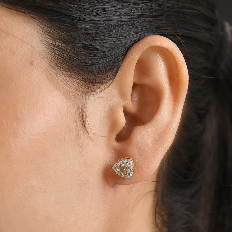 D'Joy AA Turkizit, Moissanit AGI zertifiziert Ohrringe 925 Silber 750 Gelbgold vermeil (10-15 Werktage Lieferzeit) ca. 4,04 ct.