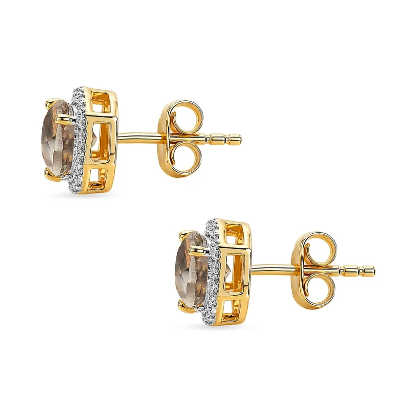 D'Joy AA Turkizit, Moissanit AGI zertifiziert Ohrringe 925 Silber 750 Gelbgold vermeil (10-15 Werktage Lieferzeit) ca. 4,04 ct.