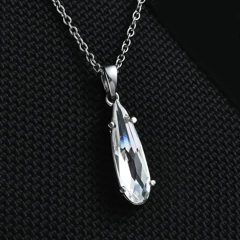 Weißer Kristall Schmuckset Edelstahl