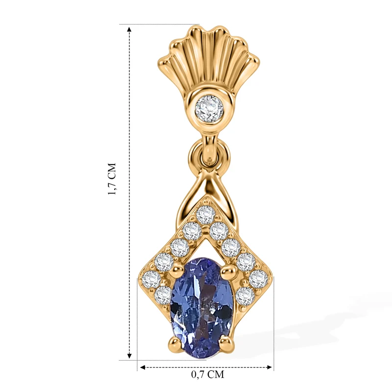 EVER TRUE AAA Tansanit, Weißer Zirkon Ohrringe 950 Kupfer ca. 0.67 ct
