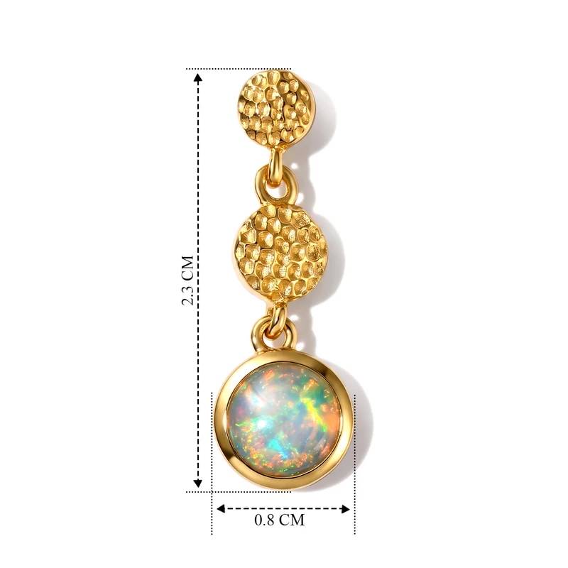 D'Joy AA Natürlicher, äthiopischer Welo Opal Ohrringe 925 Silber 585 Vergoldet ca. 1.02 ct