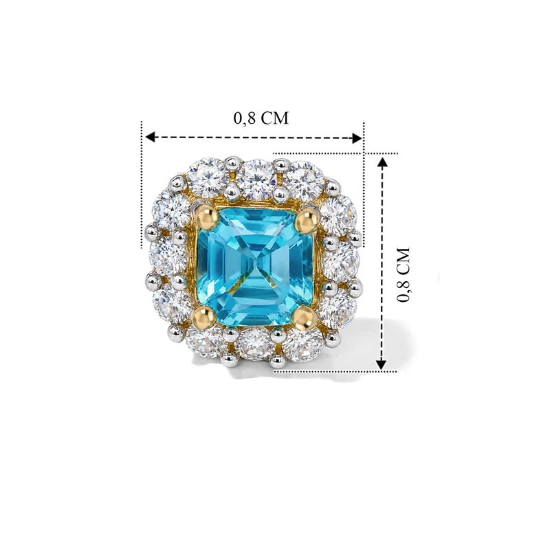 D'Joy AA blaue Apatit und Zirkon Ohrringe, 925 Silber in Goldton - 1,20 ct.