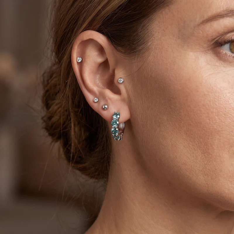 D'Joy Paraiba Moissanit Ohrringe 925 Silber Rhodiniert ca. 4,43 ct.