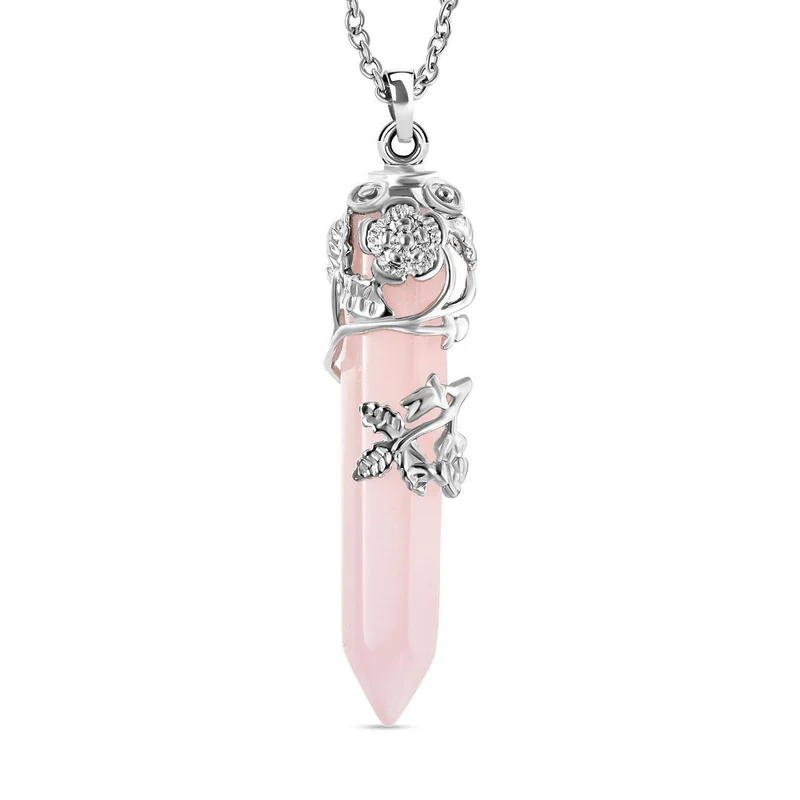 Rosenquarz Schmuckset Messing und Edelstahl ca. 27.00 ct