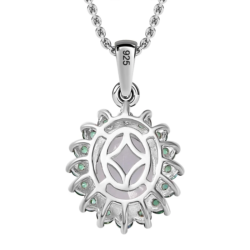 AA Regenbogen Mondstein, Signity Regenwald Topas Schmuckset 925 Silber platiniert und Edelstahl platiniert ca. 3.20 ct