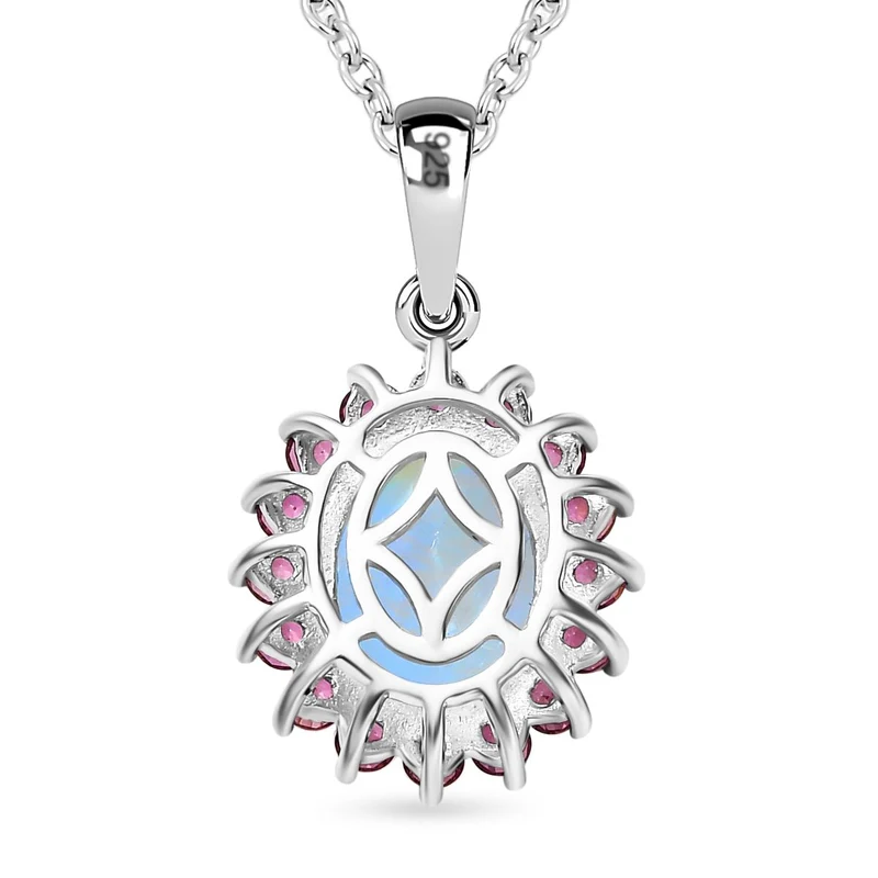 AA Regenbogen Mondstein, Signity Regenwald Topas Schmuckset 925 Silber platiniert und Edelstahl platiniert ca. 3.20 ct