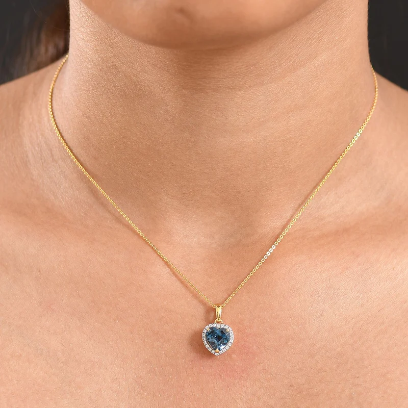 AA London Blau Topas, Weißer Zirkon Schmuckset ca. 50 cm 925 Silber vergoldet ca. 2.32 ct