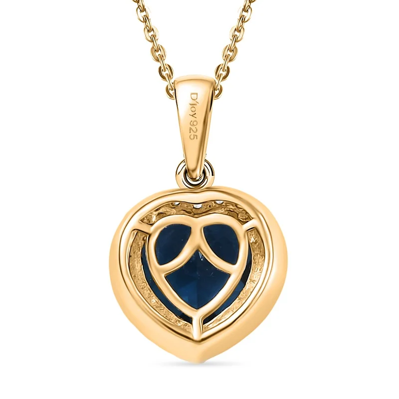 AA London Blau Topas, Weißer Zirkon Schmuckset ca. 50 cm 925 Silber vergoldet ca. 2.32 ct