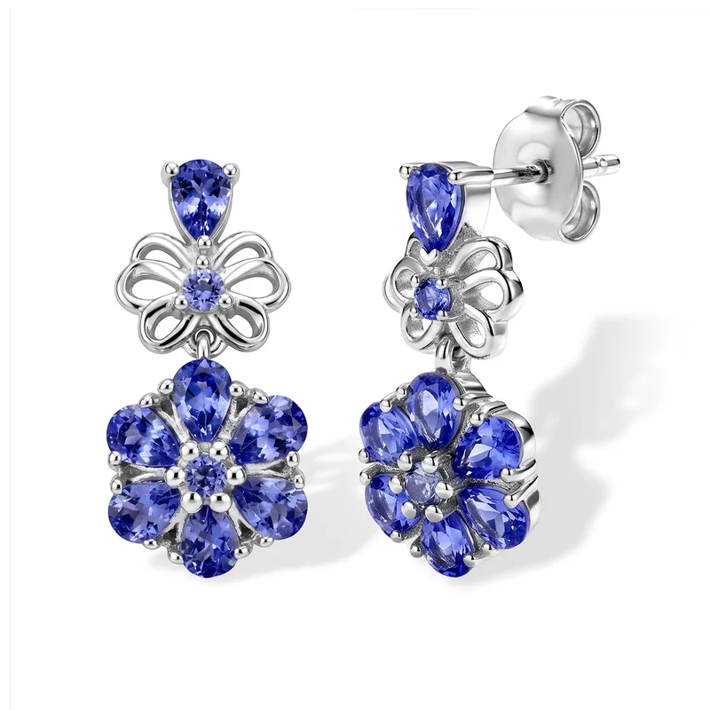 D'Joy Tansanit Ohrringe, 925 Silber rhodiniert - 2,35 ct.