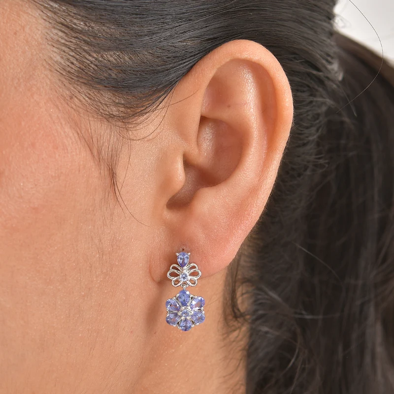 D'Joy Tansanit Ohrringe, 925 Silber rhodiniert - 2,35 ct.