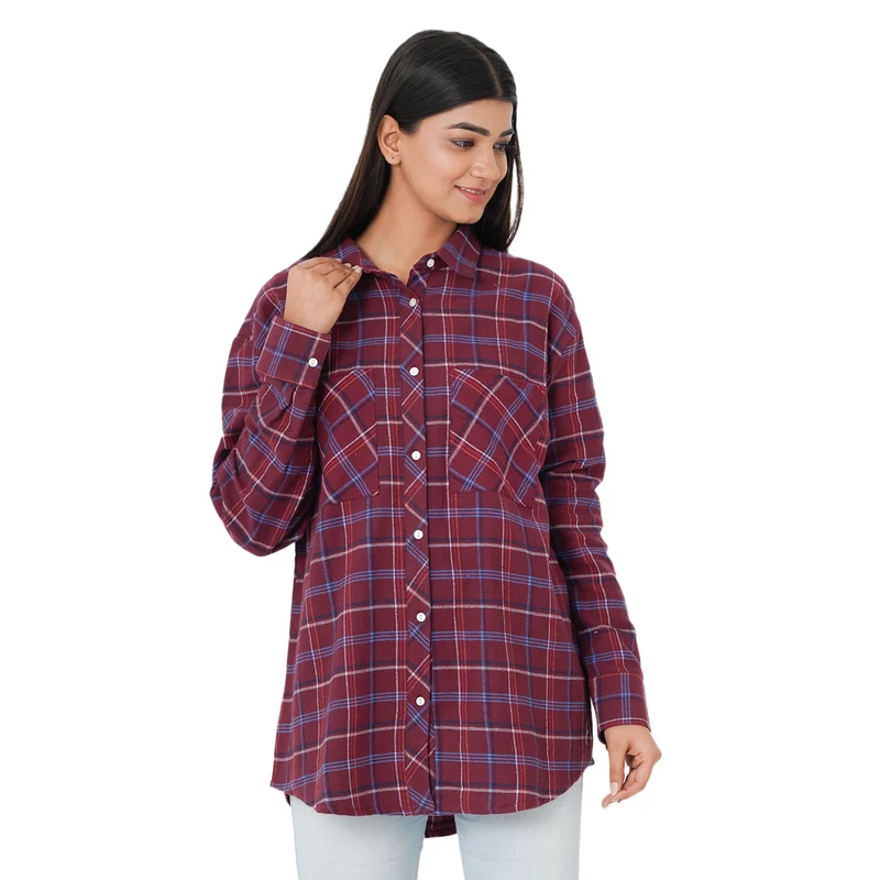 TAMSY - Damen, gewebte Hemdbluse, Größe 40, Rot