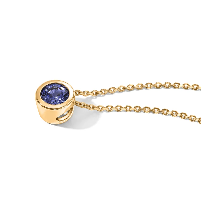 D'Joy Sehr Seltener Tansanit Schmuckset ca. 50 cm 925 Silber 750 Gelbgold vermeil ca. 0.51 ct