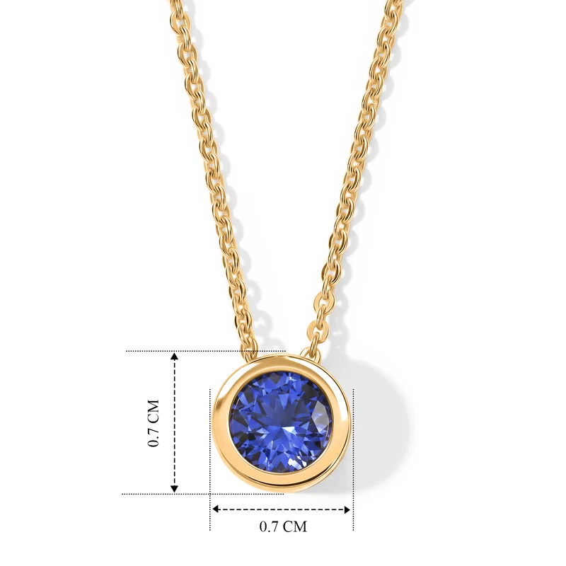 D'Joy Sehr Seltener Tansanit Schmuckset ca. 50 cm 925 Silber 750 Gelbgold vermeil ca. 0.51 ct